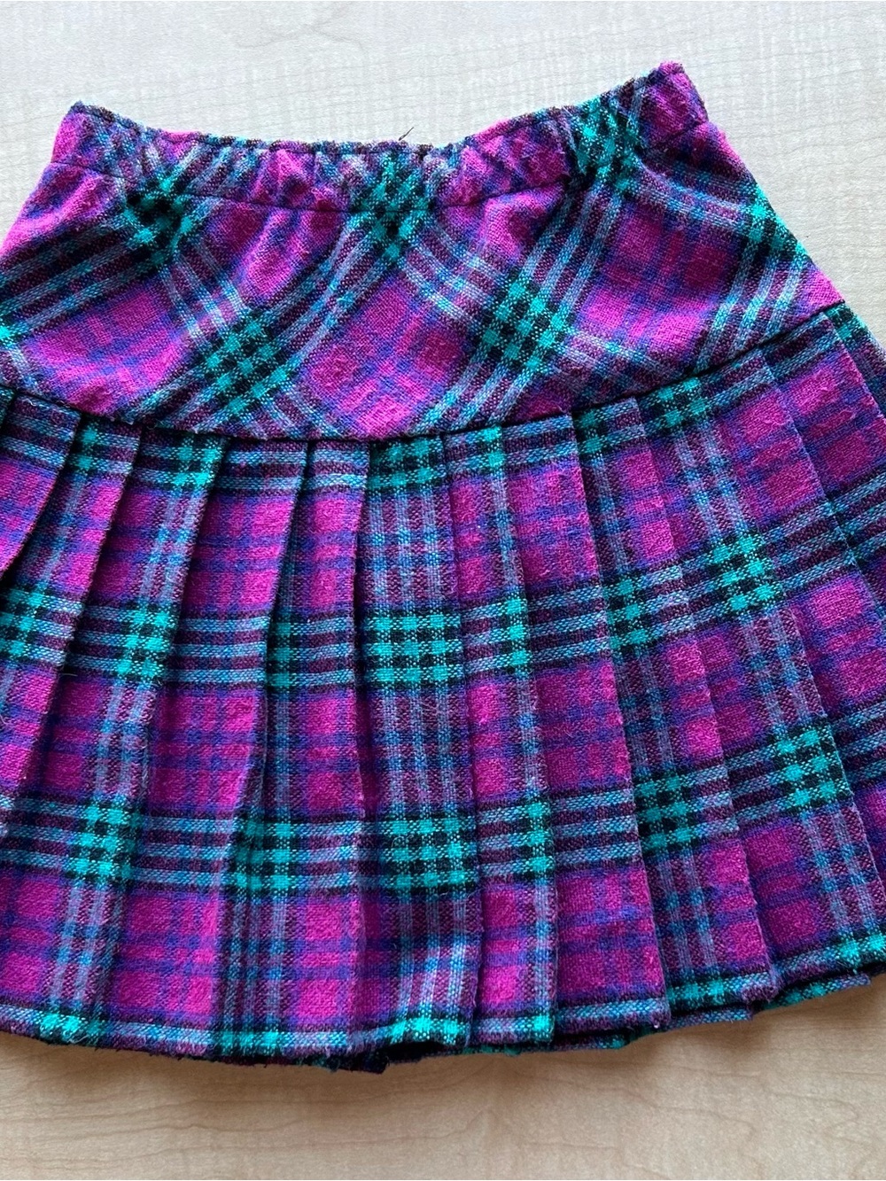 VTG 90s Carter's Plaid Pleated Skirt Size 6 USA Wool Blend Pink Teal Preppy